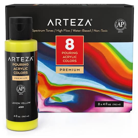 Arteza&#xAE; 8 Color Spectrum Tones Acrylic Pouring Paint Set